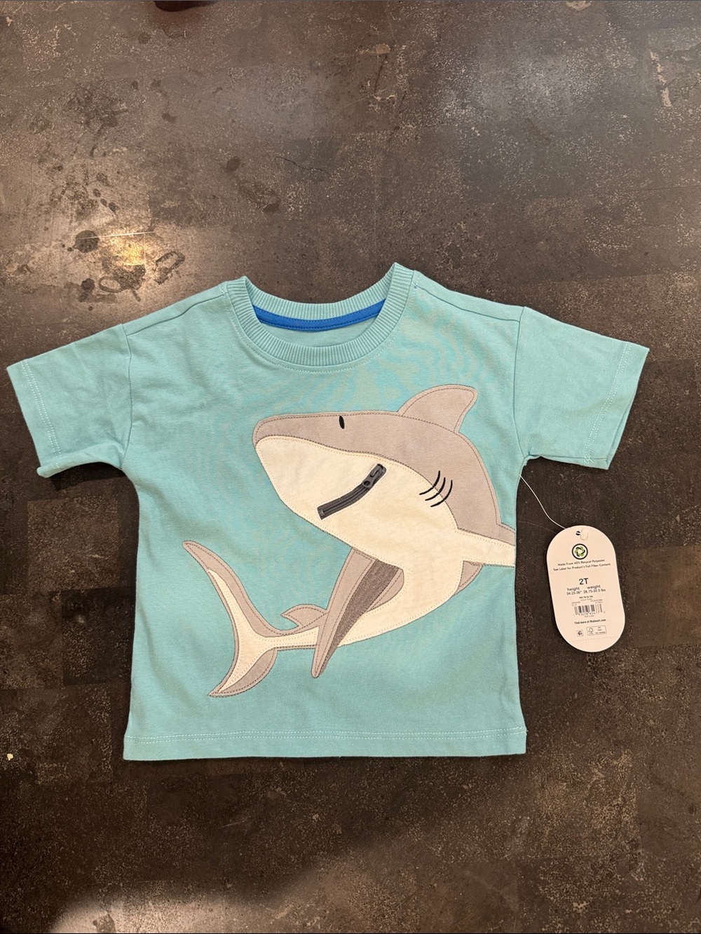 wonder nation Light Aqua Shark Applique Tee